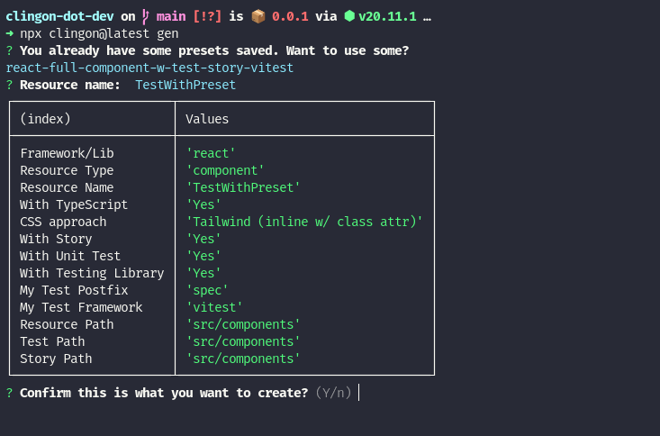 Screenshot from cli on terminal