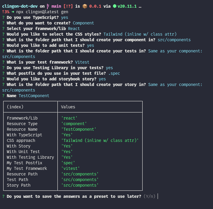 Screenshot from cli on terminal